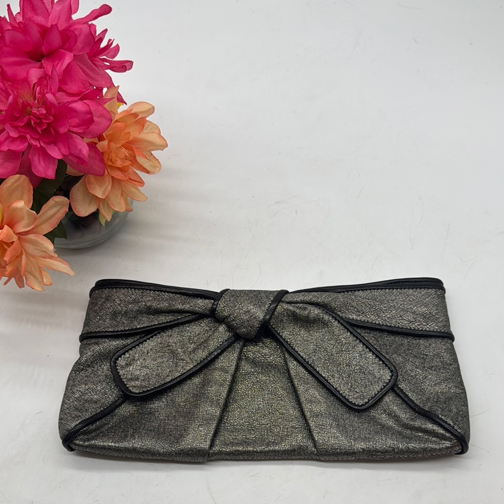 Kooba Elegant Black and Silver Women's Clutch Purse with Bow MCB8284G